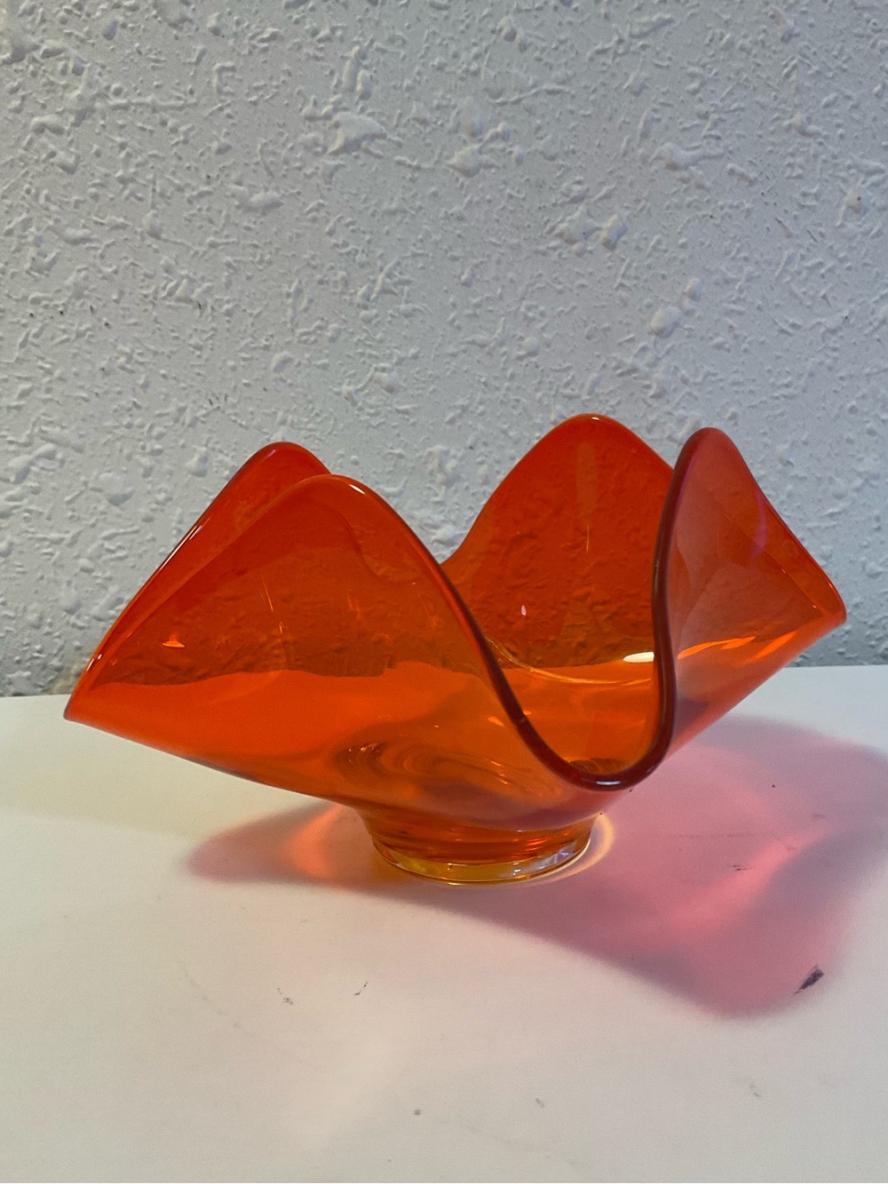 Vintage Viking Orange Epic Four Points Glass Bowl Dish “Waves”
